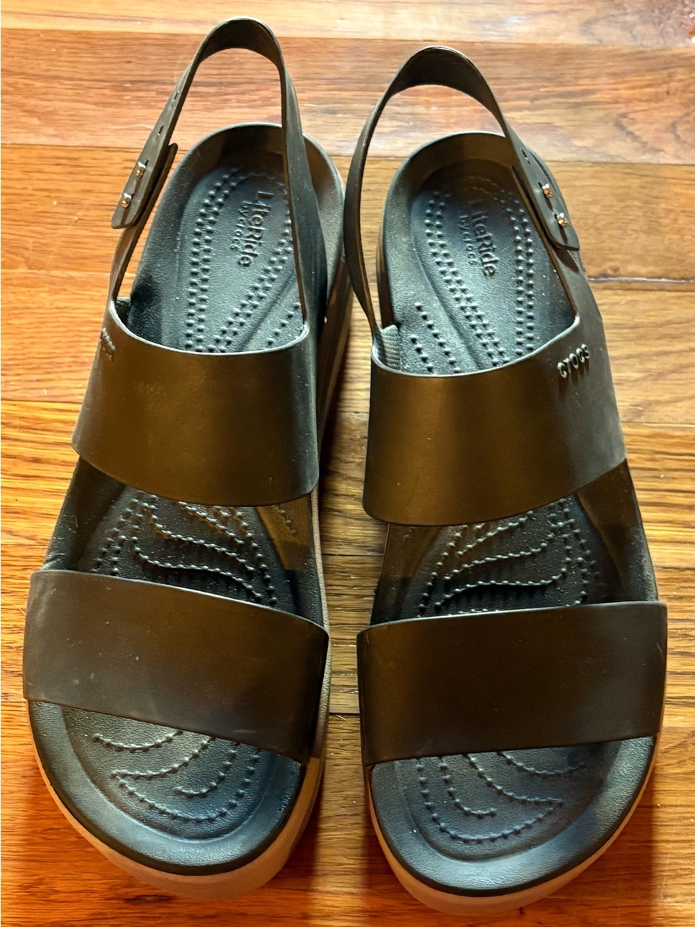 CROCS Literide “Brooklyn” Low Wedges, Black, W10